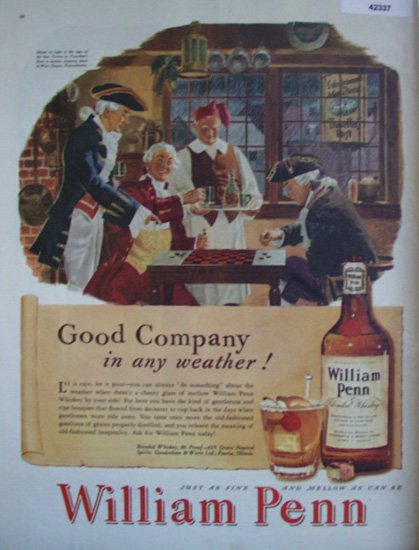 William Penn Blended Whiskey 1947 Ad checkers