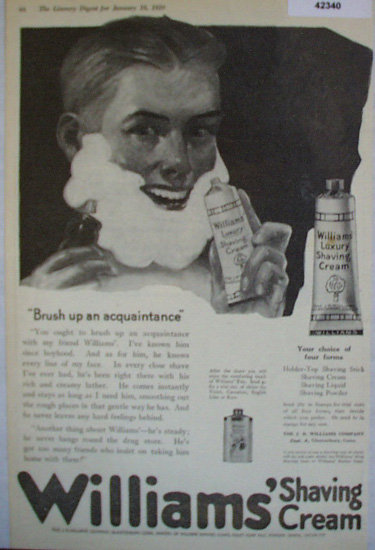 Williams Shaving Cream 1920 Ad