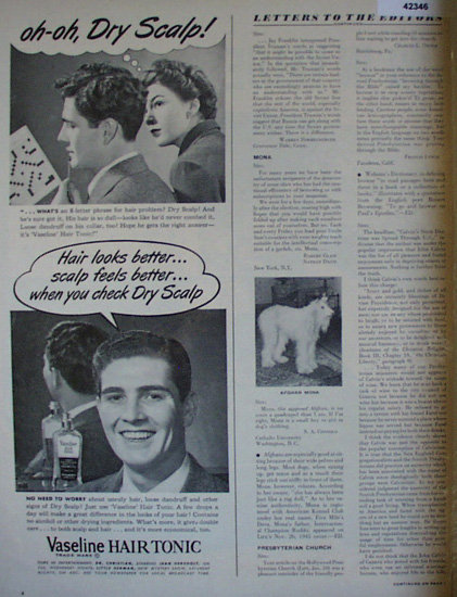 Vaseline Hair Tonic 1949 Ad