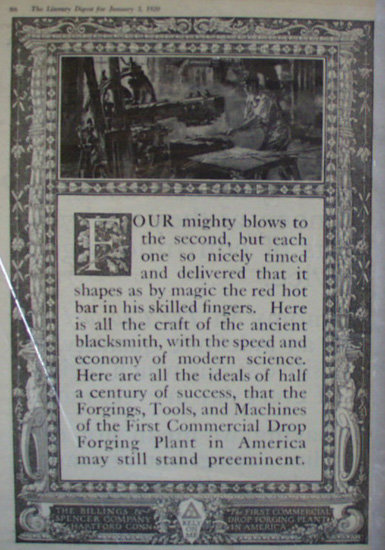 The Billings And Spencer Co. 1920 Ad forging