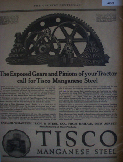 Tisco Manganese Steel 1922 Ad