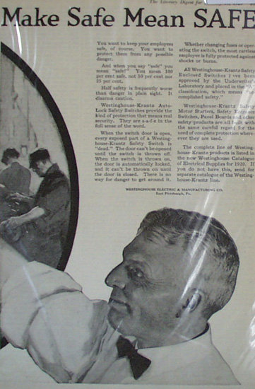 Westinghouse Electric 1920 Ad
