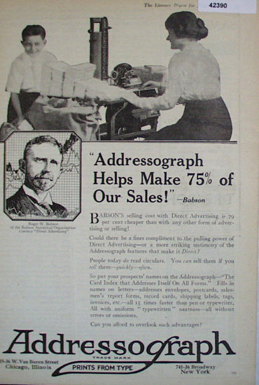 Addressograph Co. 1920 Ad.