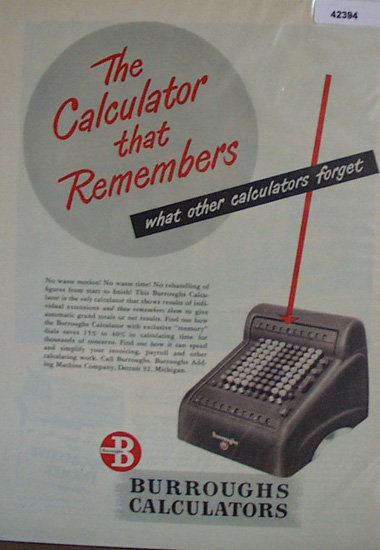 Burroughs Calculators 1948 Ad