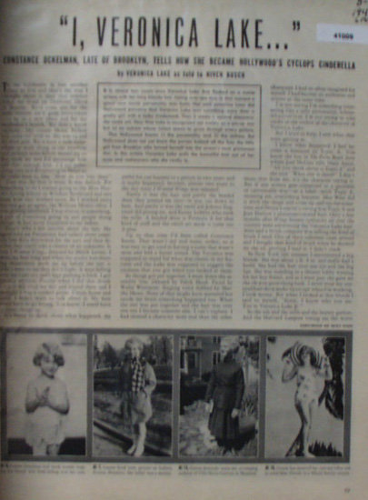 Veronica Lake, By Niven Busch 1943 Article