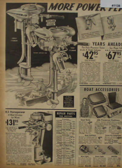 Sears Catalog Boat Motor 1938 Ad.