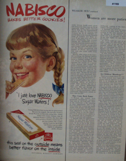 Nabisco Sugar Wafers 1952 Ad