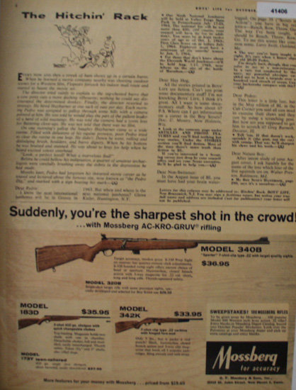 Mossberg Model 34OB Rifle 1962 Ad