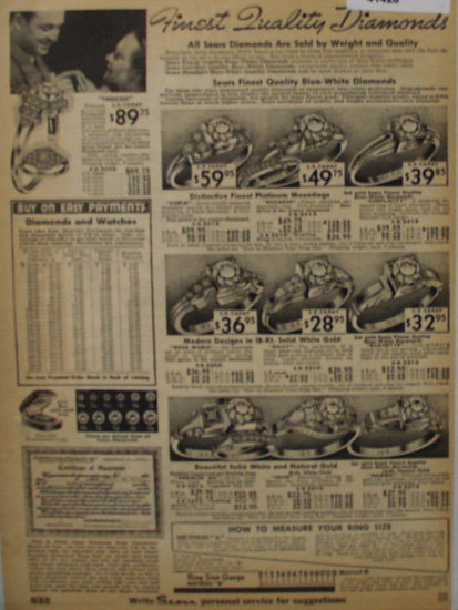Sears Diamond Rings 1935 Ad