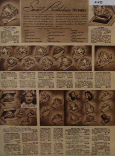 Sears Birthstone Rings For Women 1938 Ad