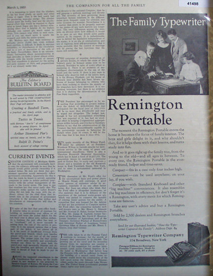 Remington Portable Typewriter 1923 Ad