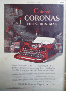Colored Corona Typewriter 1927 Ad