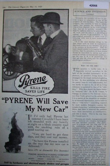 Pyrene Manufacturing Co. 1920 Ad