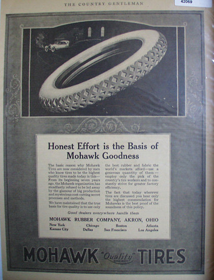 Mohawk Tires 1920 Ad