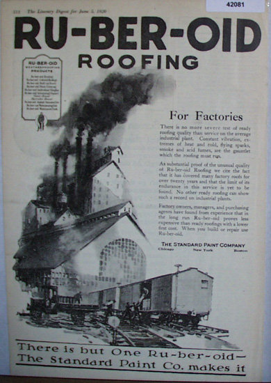 Ruberoid Roofing For Factories 1920 Ad