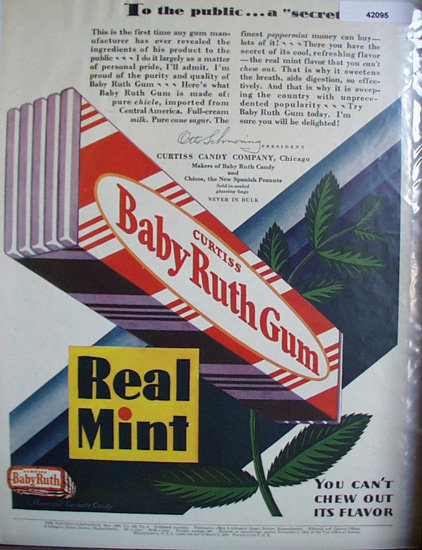 Curtiss Baby Ruth Gum 1929 Ad