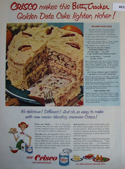 Crisco Shortening 1952 Ad