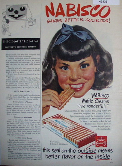Nabisco Waffle Creams Cookies 1952 Ad