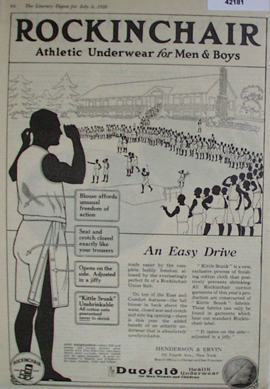 Rockingchair Athletic Underwear 1920 Ad