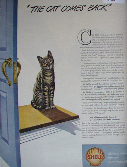 Shell Oil The Cat Comes Back 1946 Ad