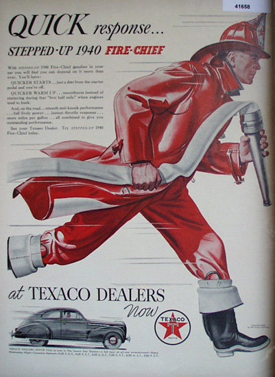 Texaco Quick Response Gasoline 1940 Ad