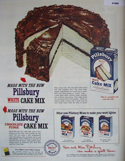 Pillsbury White Cake Mix 1949 Ad.