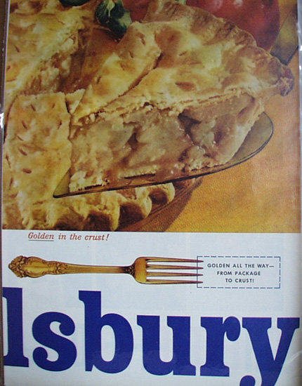 Pillsbury Golden Pie Crust Mix 1951 Ad