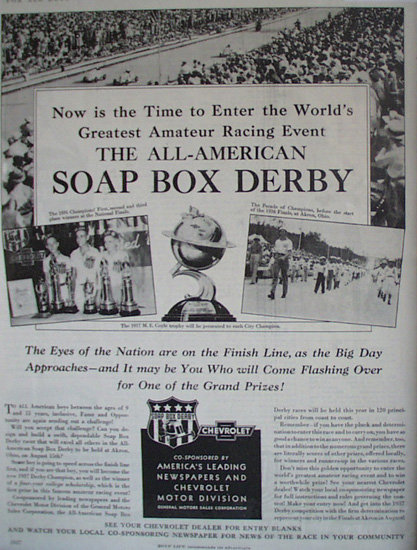 Soap Box Derby Chevrolet 1937 Ad.
