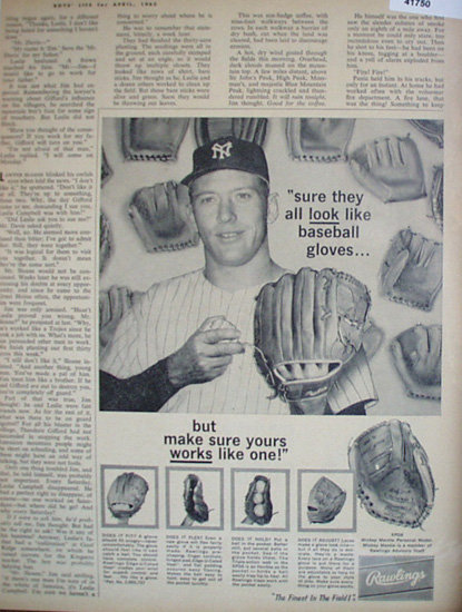 Rawlings Mickey Mantle Glove 1962 Ad