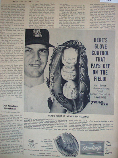 Rawlings Trap eze Glove 1962 Ad