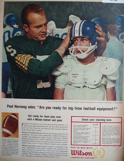 Wilson Sporting Goods Football Equipment 1964 Ad