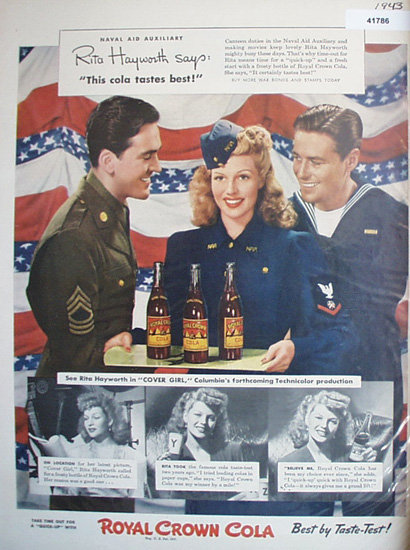 Royal Crown Cola Rita Hayworth 1943 Ad