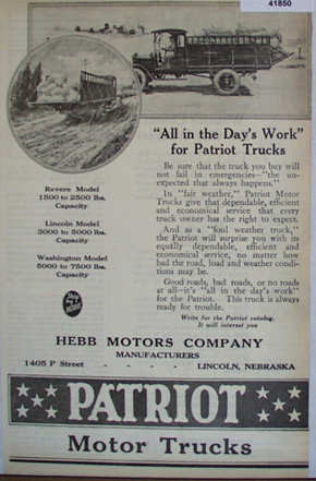 Patriot Trucks Revere Lincoln And Washington Models 1920 Ad