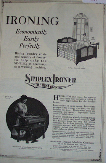 Simplex Ironer The Best Ironer 1920 Ad.