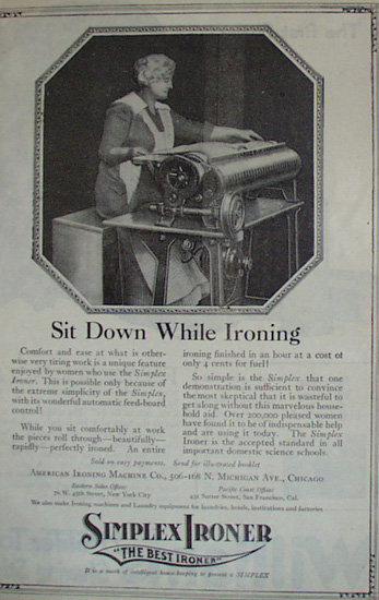 American Ironing Machine Co. Simples Ironer 1920 Ad.