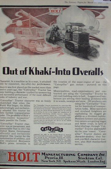 Holt Manufacturing Co. 1920 Ad.