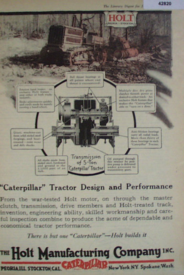 Holt Caterpillar Tractor 1920 Ad
