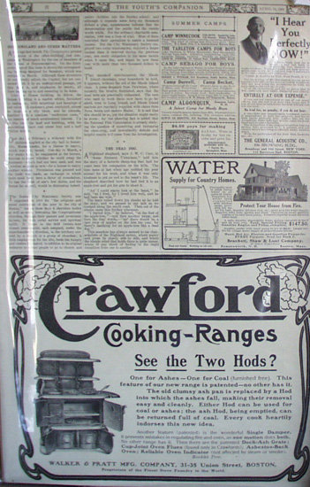 Crawford cooking Ranges 1909 Ad.