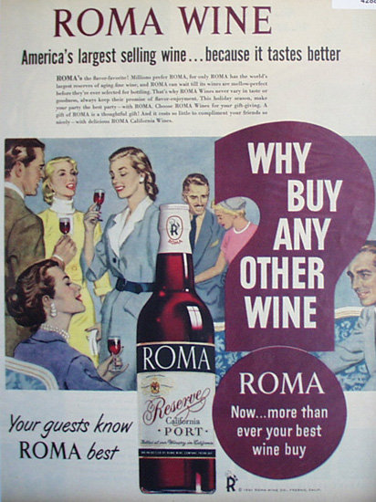 Roma Wine 1951 Ad