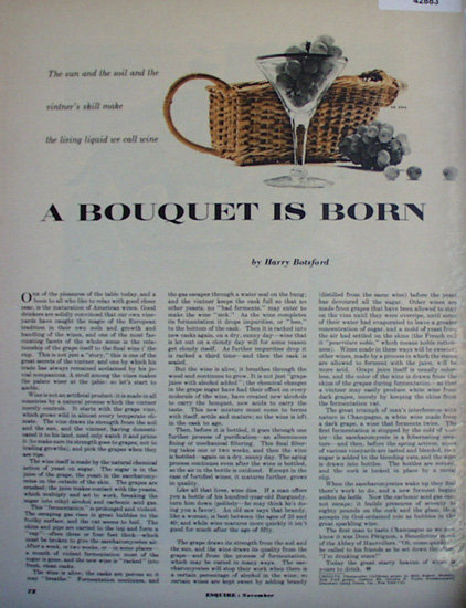A Bouquet Is Born Wine 1952 Article