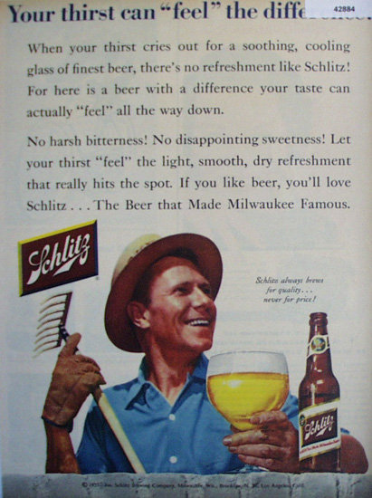 Schlitz Beer 1955 Ad.