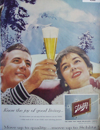 Schlitz Beer That Made Milwaukee Famous 1959 Ad.