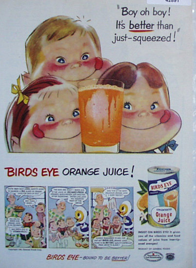 Birds Eye Orange Juice 1950 Ad.