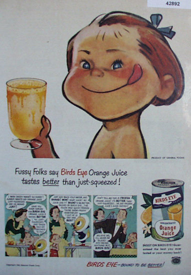 Birds Eye Orange Juice 1950 Ad.