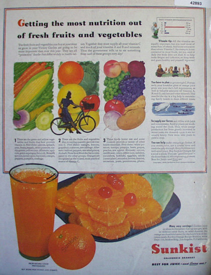 Sunkist California Oranges 1943 Ad