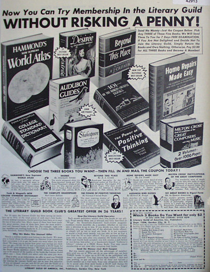 Literary Guild of America Book Club 1952 Ad