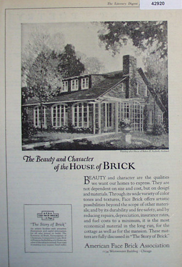 American Face Brick Association 1920 Ad.