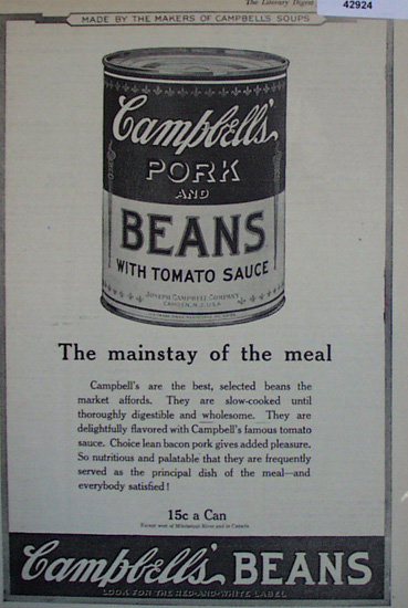 Campbells Pork And Beans 1920 Ad.