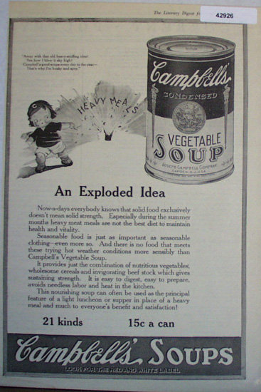 Campbells Condensed Vegetable Soup 1920 Ad.