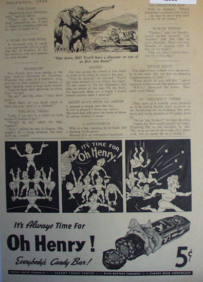Oh Henry Candy Bar 1938 Ad.